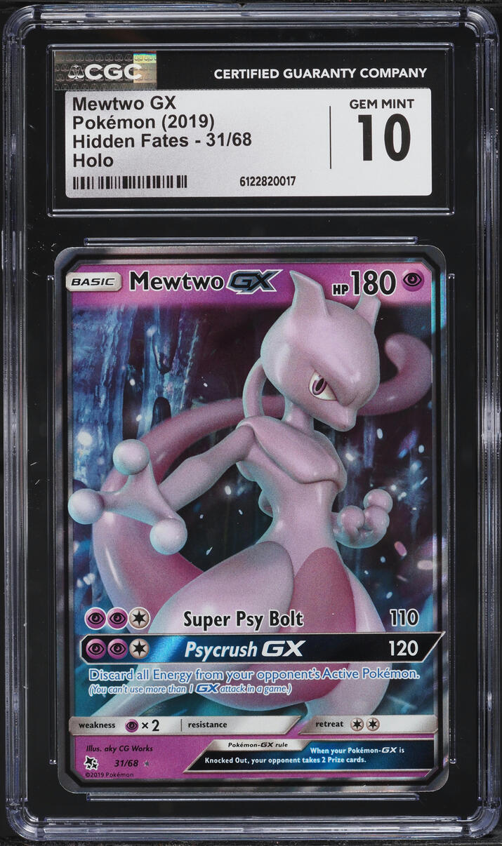 2019 Pokemon Sun & Moon Hidden Fates Mewtwo GX #31 CGC 10 GEM MINT