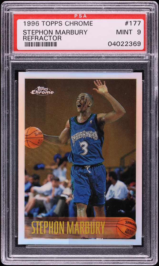 1996 Topps Chrome Refractor Stephon Marbury ROOKIE #177 PSA 9 MINT