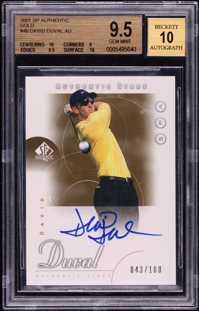 2001 SP Authentic Gold David Duval ROOKIE AUTO /100 #46 BGS 9.5 GEM MINT