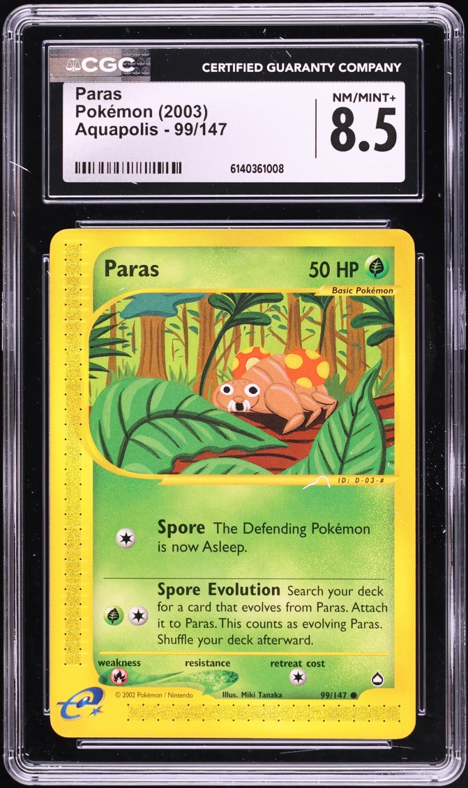 2003 Pokemon Aquapolis Paras #99 CGC 8.5 NM-MT+