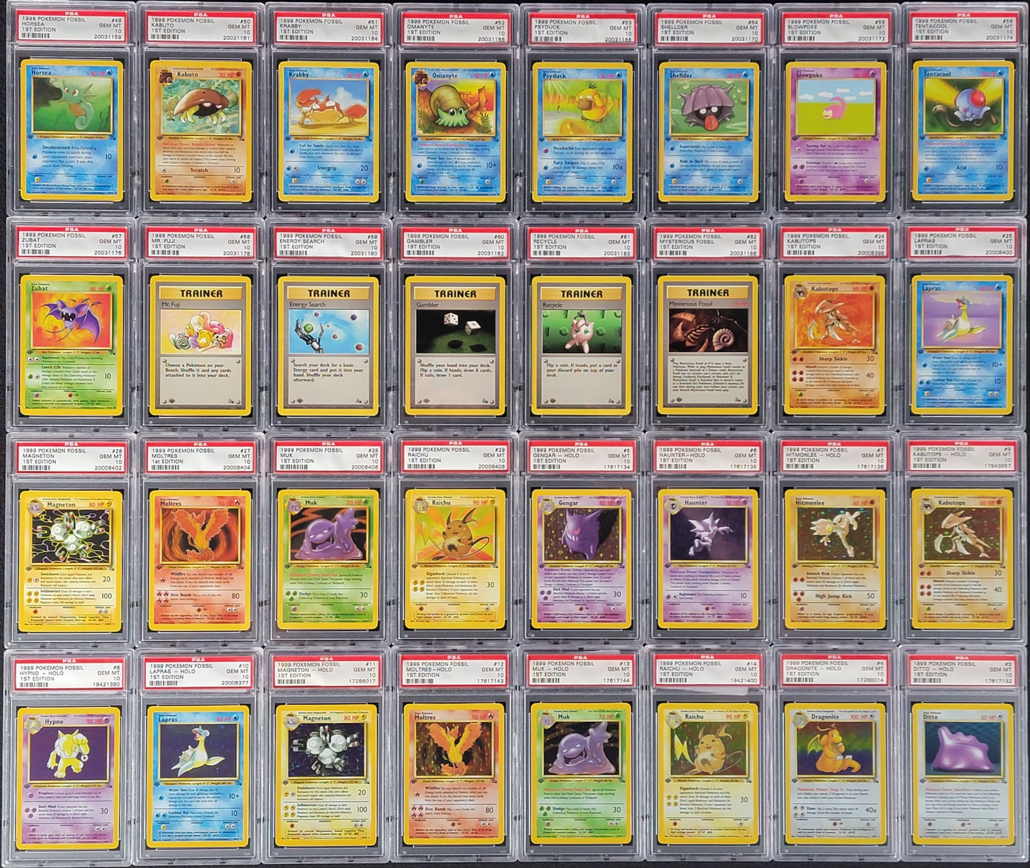 1999 Pokmon Fossil 1st Edition Complete Set, ALL PSA 10 GEM MINT on  Fanatics Collect