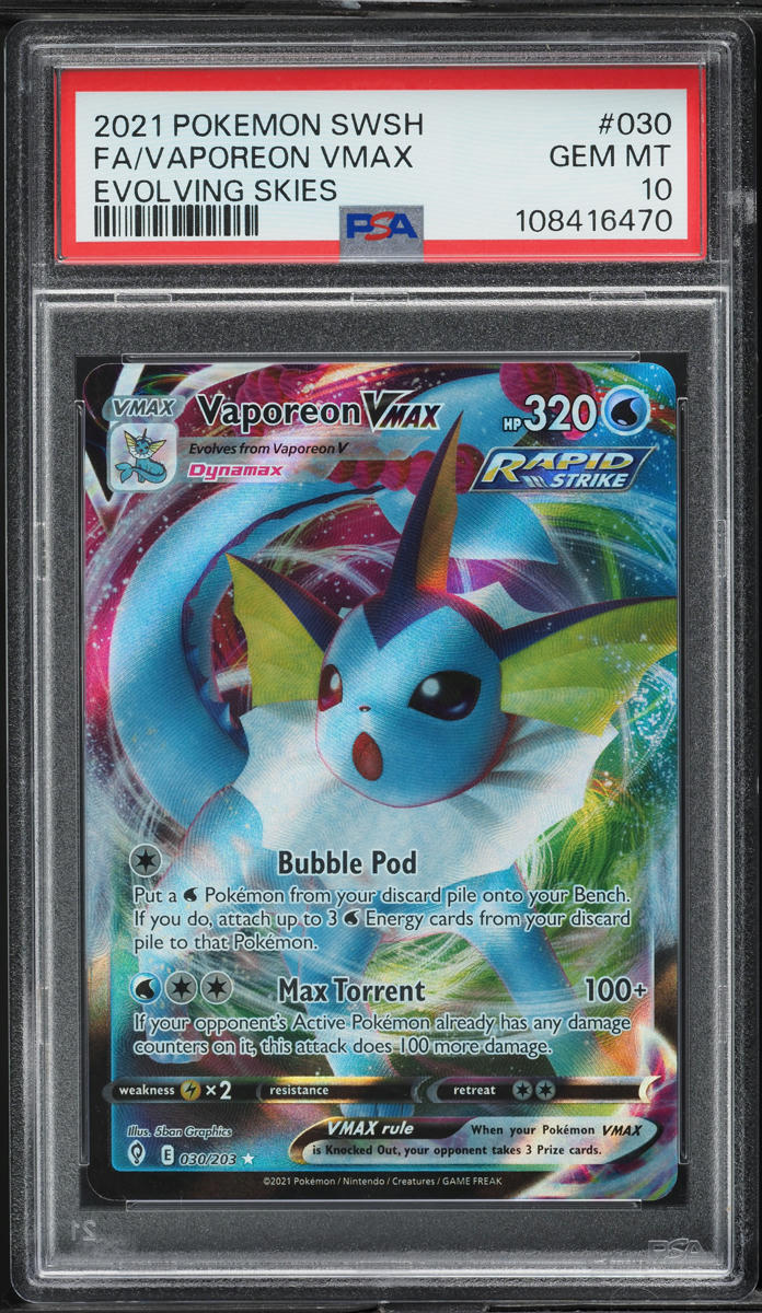 2021 Pokemon SWSH Evolving Skies Vaporeon VMAX #30 PSA 10 GEM MINT