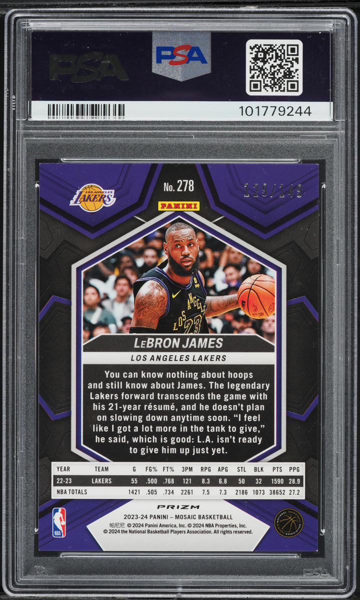 2023 Panini Mosaic Pink LeBron James /149 #278 PSA 9 MINT