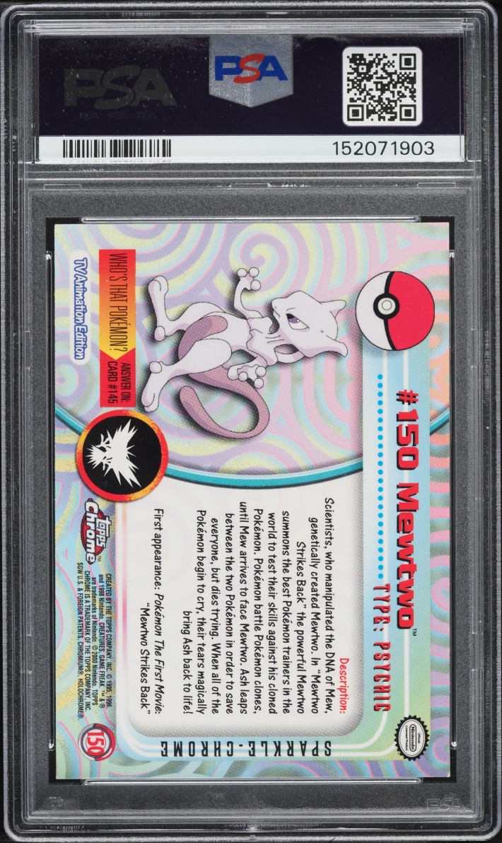 2000 Topps Chrome Pokemon Series 2 Sparkle Mewtwo #150 PSA 8 NM-MT