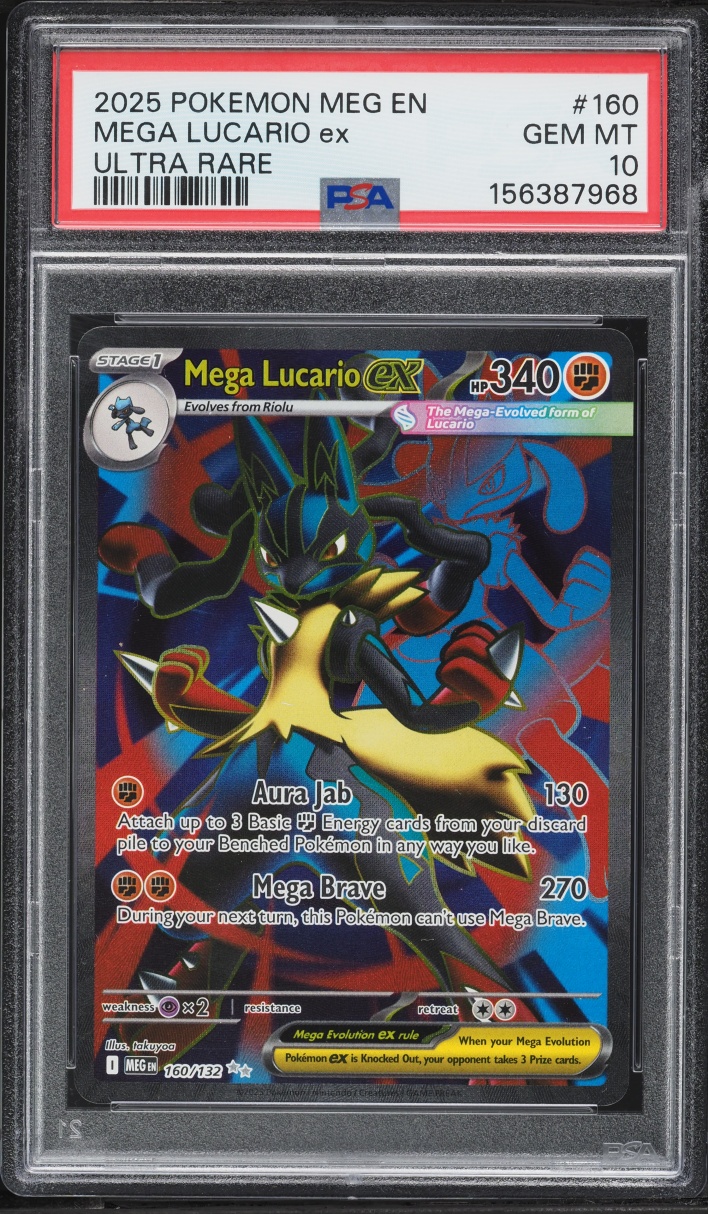 2025 Pokemon Mega Evolution Full Art Mega Lucario ex #160 PSA 10 GEM MINT