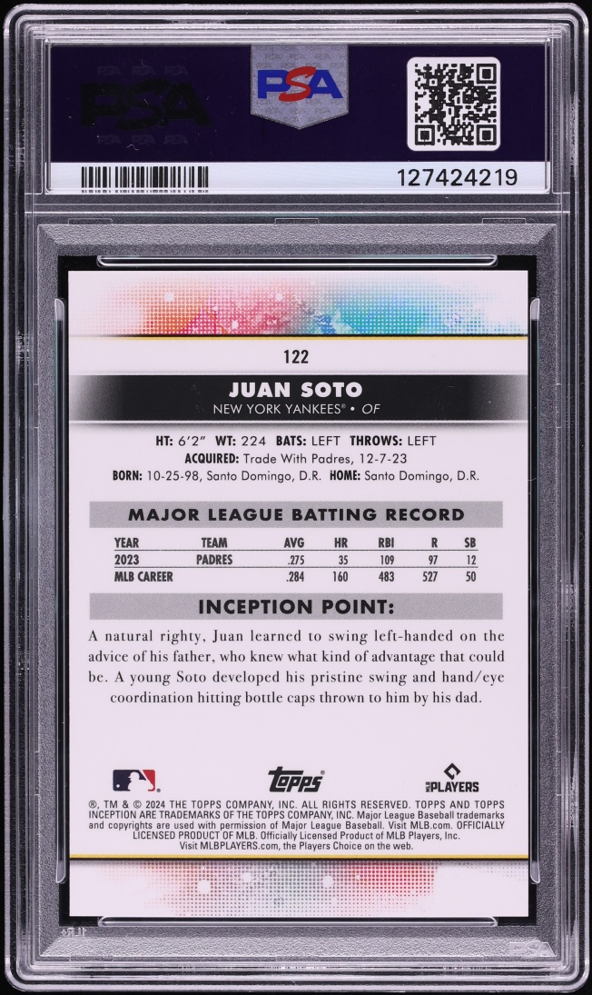 2024 Topps Inception Alpha Juan Soto #122 PSA 10 GEM MINT