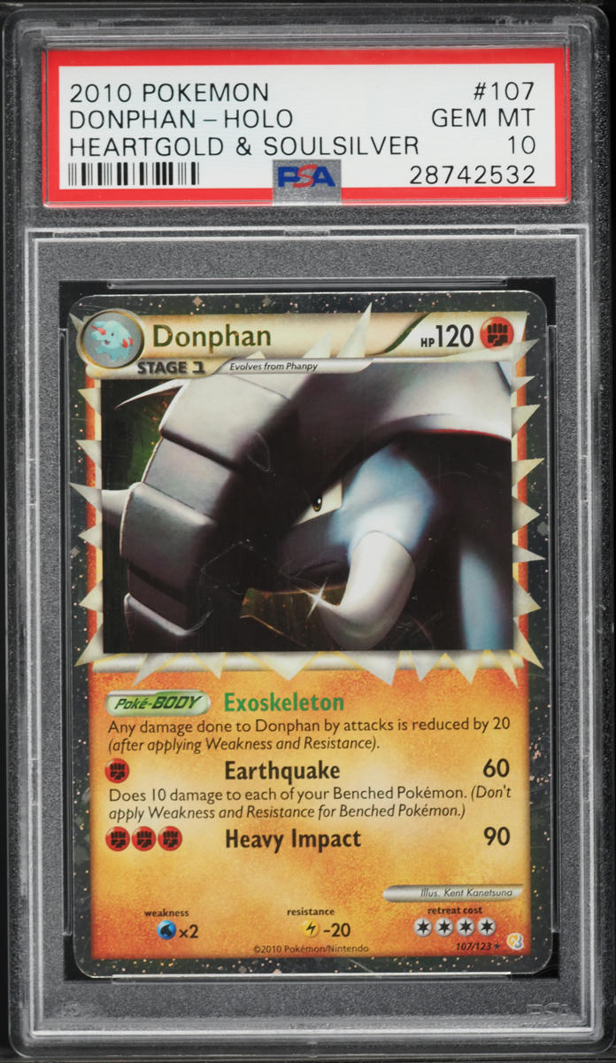 2010 Pokemon HeartGold & SoulSilver Holo Donphan #107 PSA 10 GEM MINT