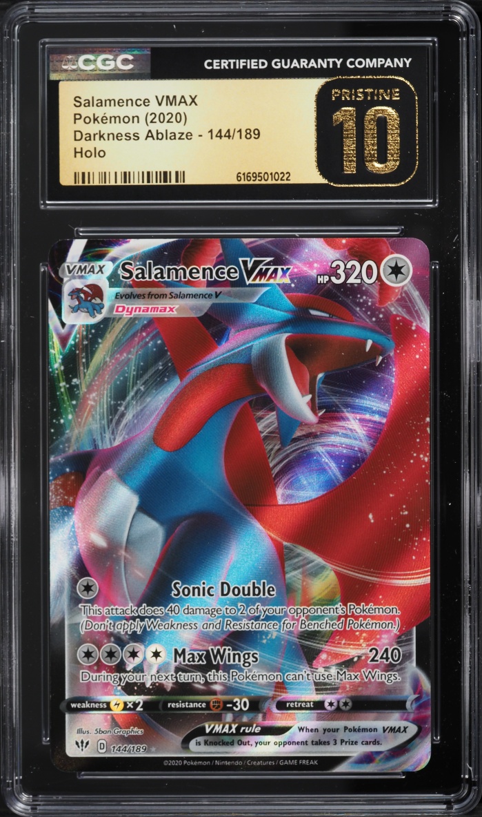 2020 Pokemon Sword & Shield Darkness Ablaze Full Art Salamence VMAX #144 CGC 10 PRISTINE