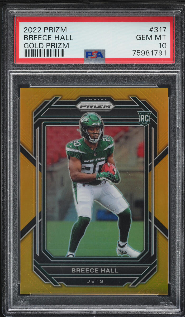 2022 Panini Prizm Gold Breece Hall ROOKIE /10 #317 PSA 10 GEM MINT