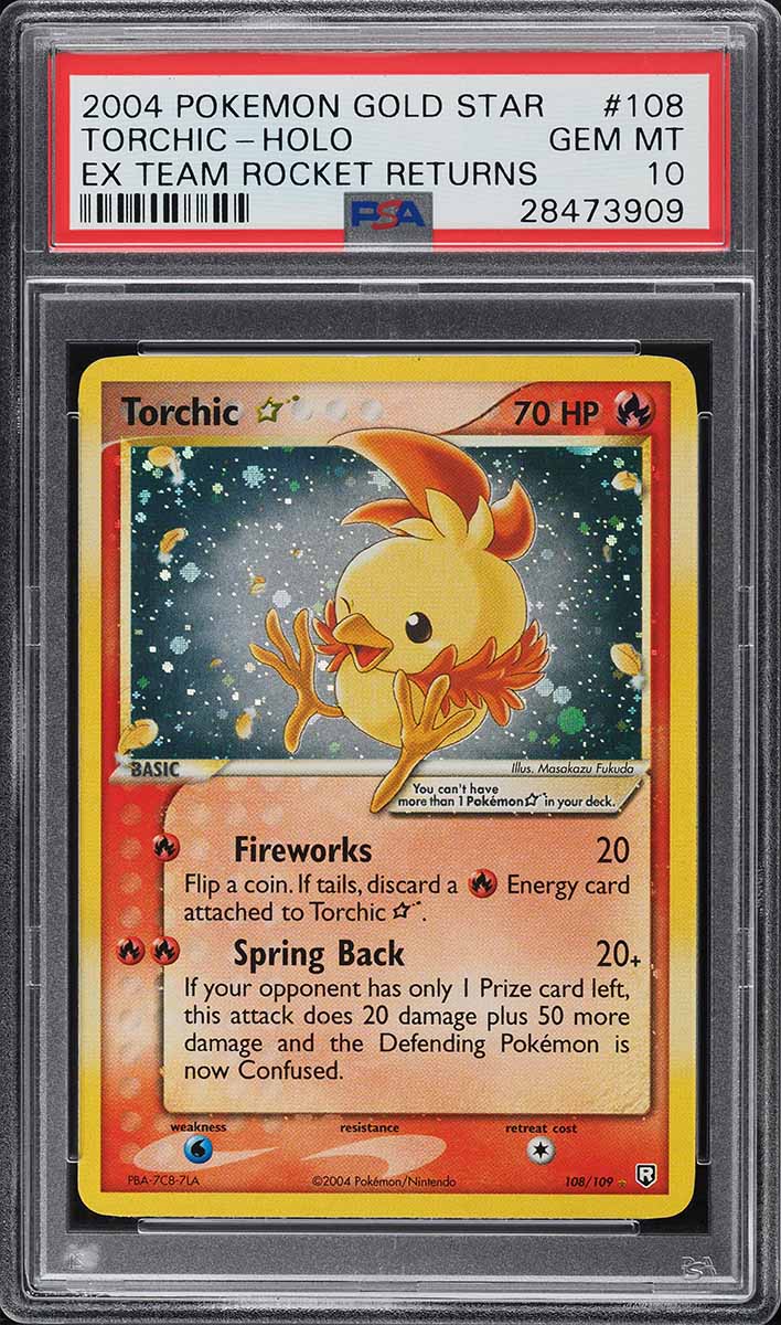 2004 Pokemon EX Team Rocket Returns Holo Torchic Gold Star #108 PSA 10 GEM MINT