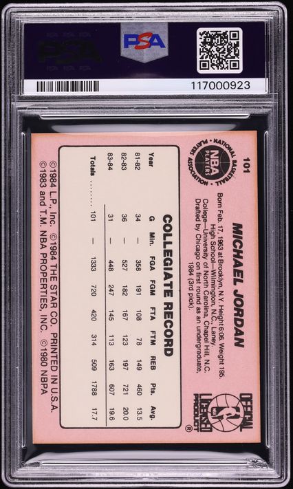 1984 Star Basketball Michael Jordan ROOKIE #101 PSA 6 EXMT