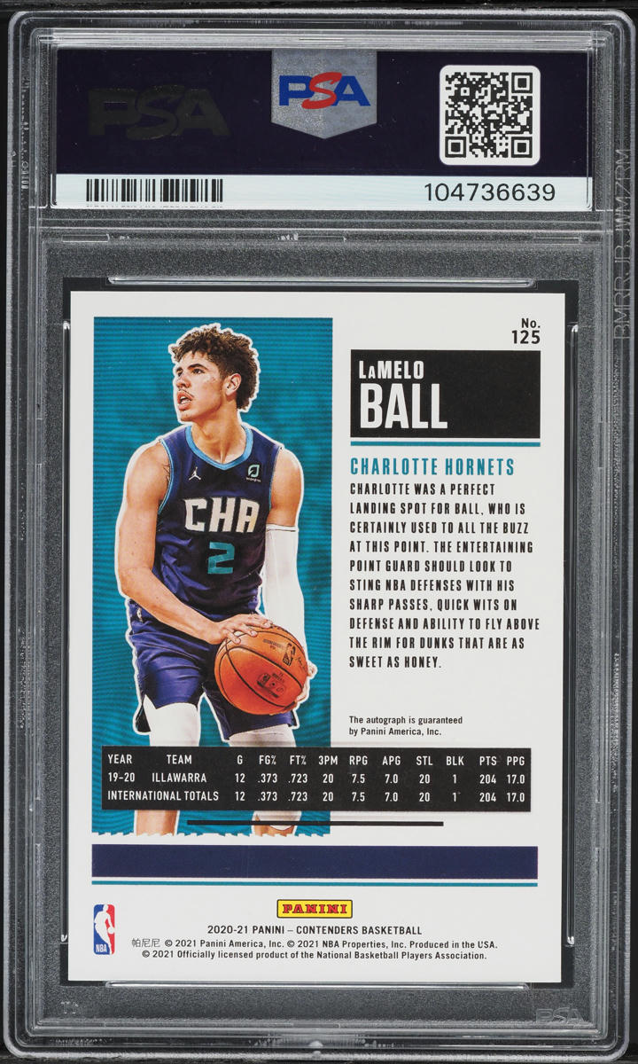 2020 Panini Contenders Playoff Ticket LaMelo Ball ROOKIE AUTO /99 #125 PSA 9