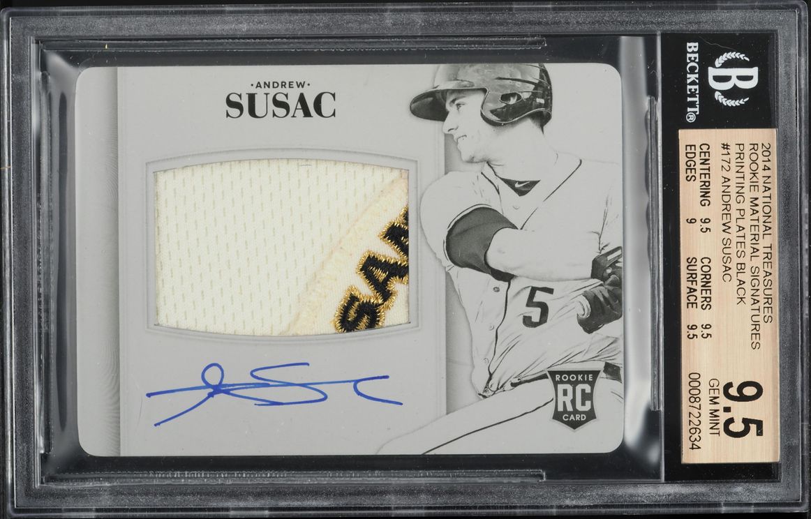 2014 National Treasures P/P Black Andrew Susac RC PATCH AUTO 1/1 #172 BGS 9.5