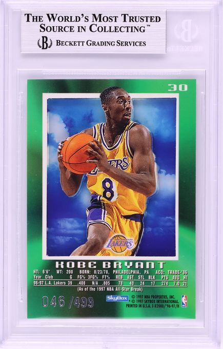 1996 Skybox E-X2000 Credentials Kobe Bryant ROOKIE /499 #30 BGS 9 MINT