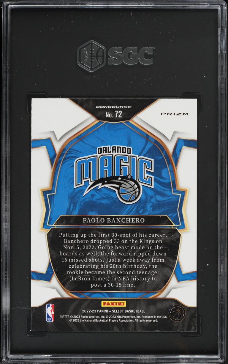 2022 Select Concourse Green White Purple Prizm Paolo Banchero ROOKIE #72 SGC 9.5