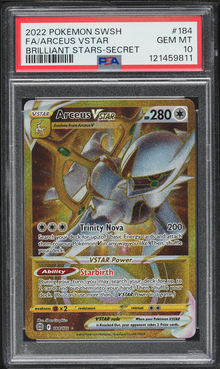 2022 Pokemon Sword & Shield Brilliant Stars Gold Rare Arceus VSTAR #184 PSA 10 GEM MINT