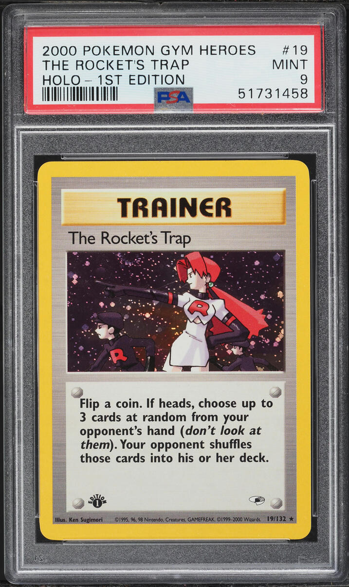 2000 Pokemon Gym Heroes 1st Edition Holo The Rocket's Trap #19 PSA 9 MINT
