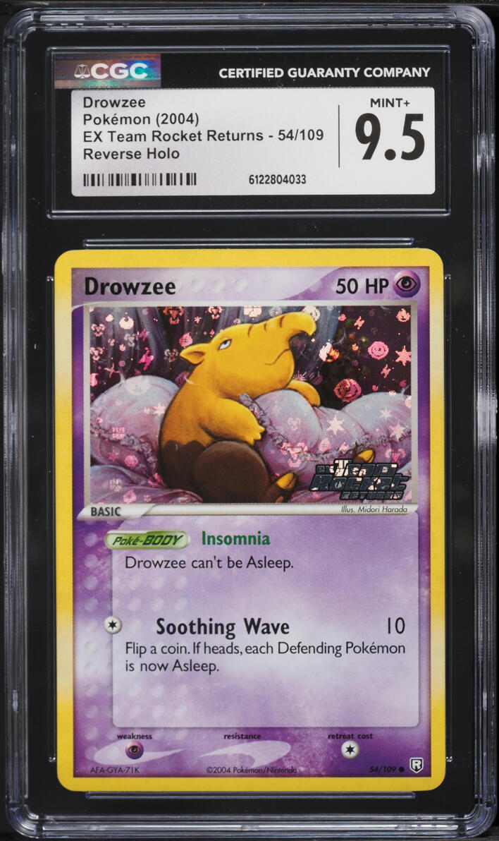 2004 Pokemon EX Team Rocket Returns Reverse Holo Drowzee #54 CGC 9.5 MINT+