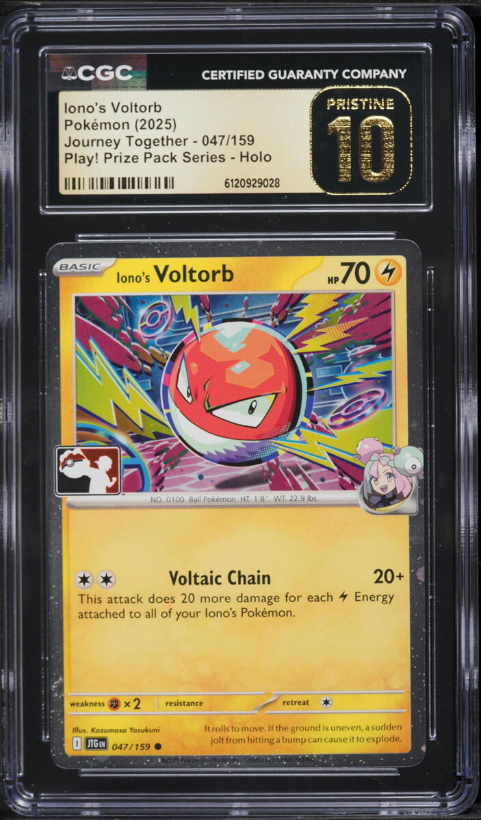 2025 Pokemon SV Journey Together Play! Prize Pack Holo Iono's Voltorb #47 CGC 10 PRISTINE