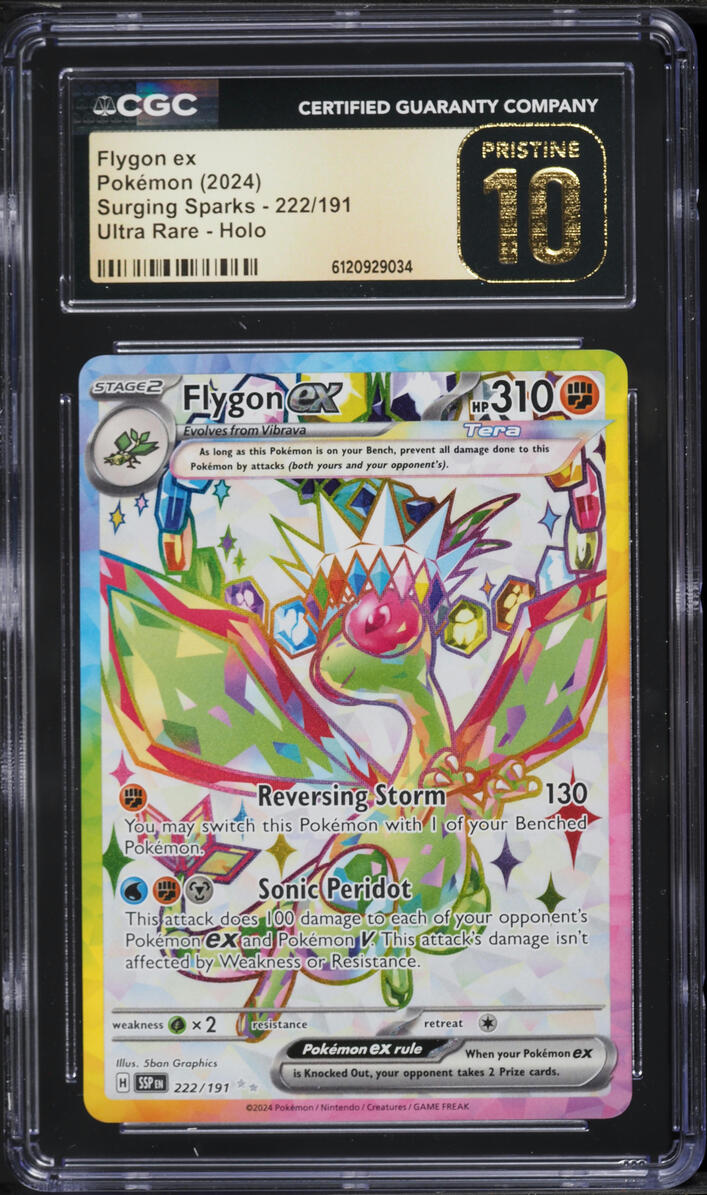 2024 Pokemon Scarlet & Violet Surging Sparks Full Art Flygon ex #222 CGC 10 PRISTINE