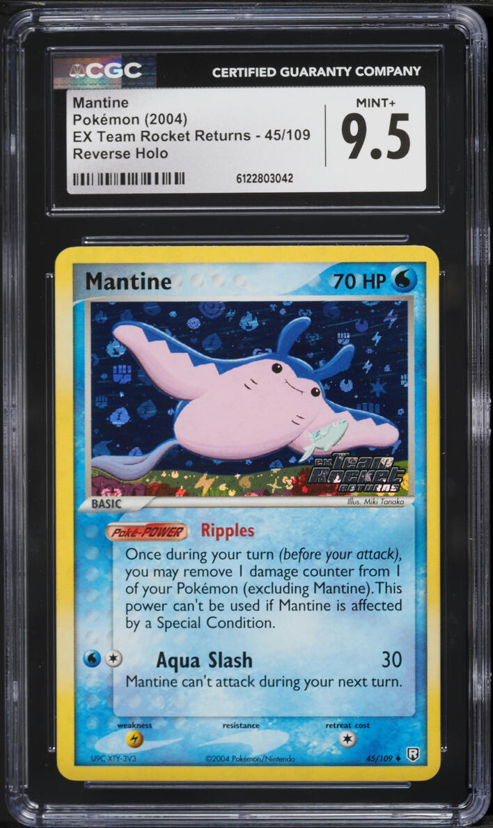 2004 Pokemon EX Team Rocket Returns Reverse Holo Mantine #45 CGC 9.5 MINT+
