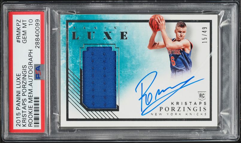 2015 Select Gold Prizm Kristaps Porzingis ROOKIE 1/10 #245 PSA 10