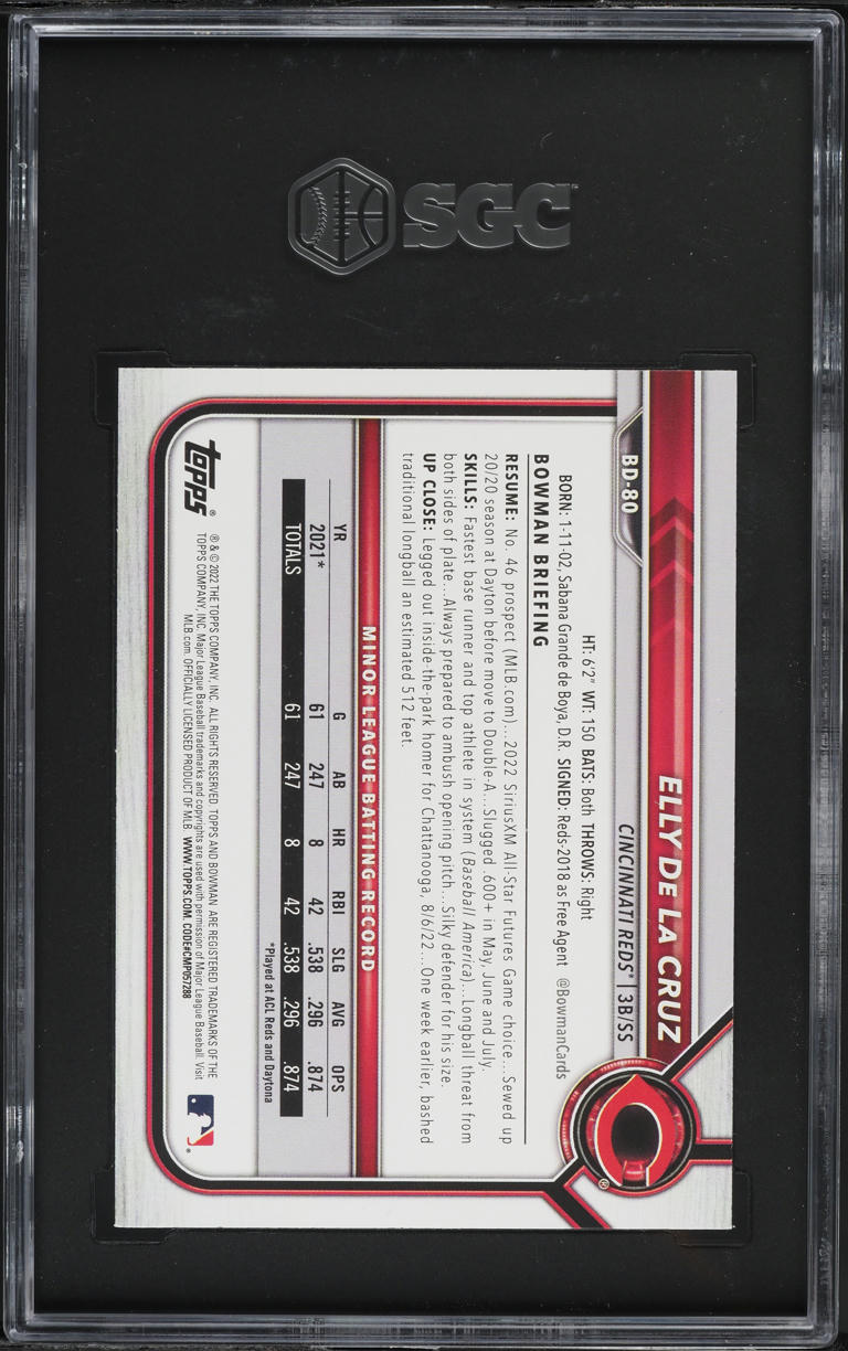 2022 Bowman Draft Elly De La Cruz PROSPECT #BD-80 SGC 9.5 MINT+