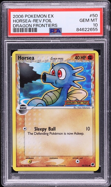 2006 Pokemon EX Dragon Frontiers Reverse Holo Horsea #50 PSA 10 GEM MINT