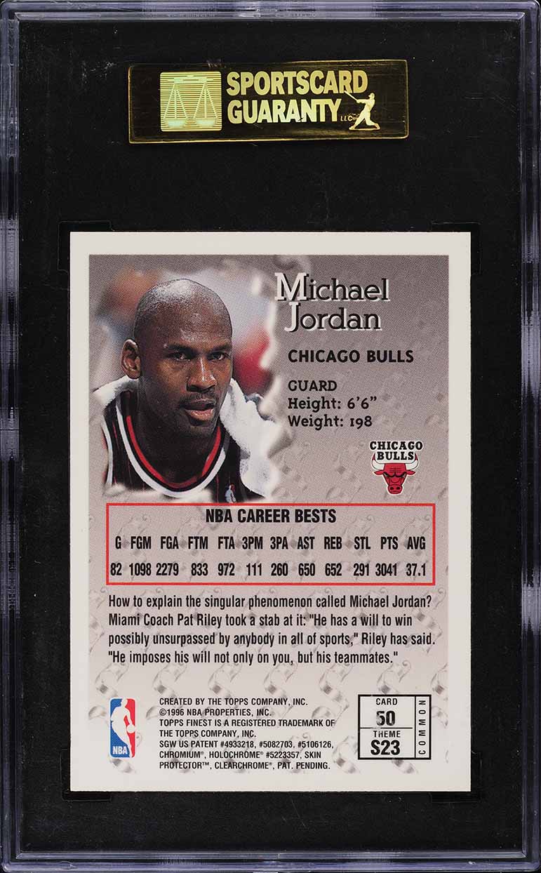 1996 Finest Basketball w/ Coating Michael Jordan #50 SGC 9 MINT