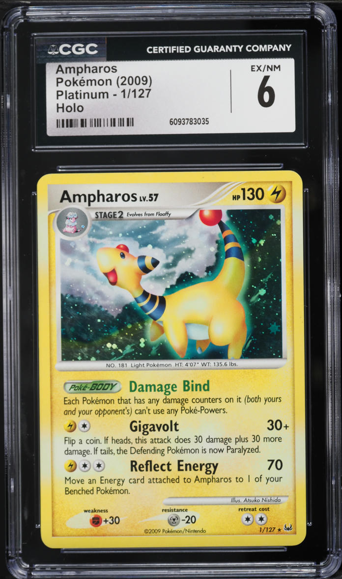 2009 Pokemon Platinum Holo Ampharos #1 CGC 6 EXMT