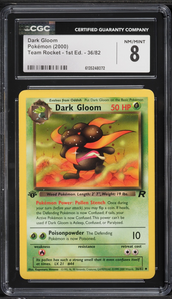 2000 Pokemon Team Rocket 1st Edition Dark Gloom #36 CGC 8 NM-MT