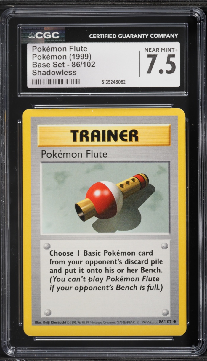 1999 Pokemon Base Set Shadowless Pokemon Flute #86 CGC 7.5 NRMT+