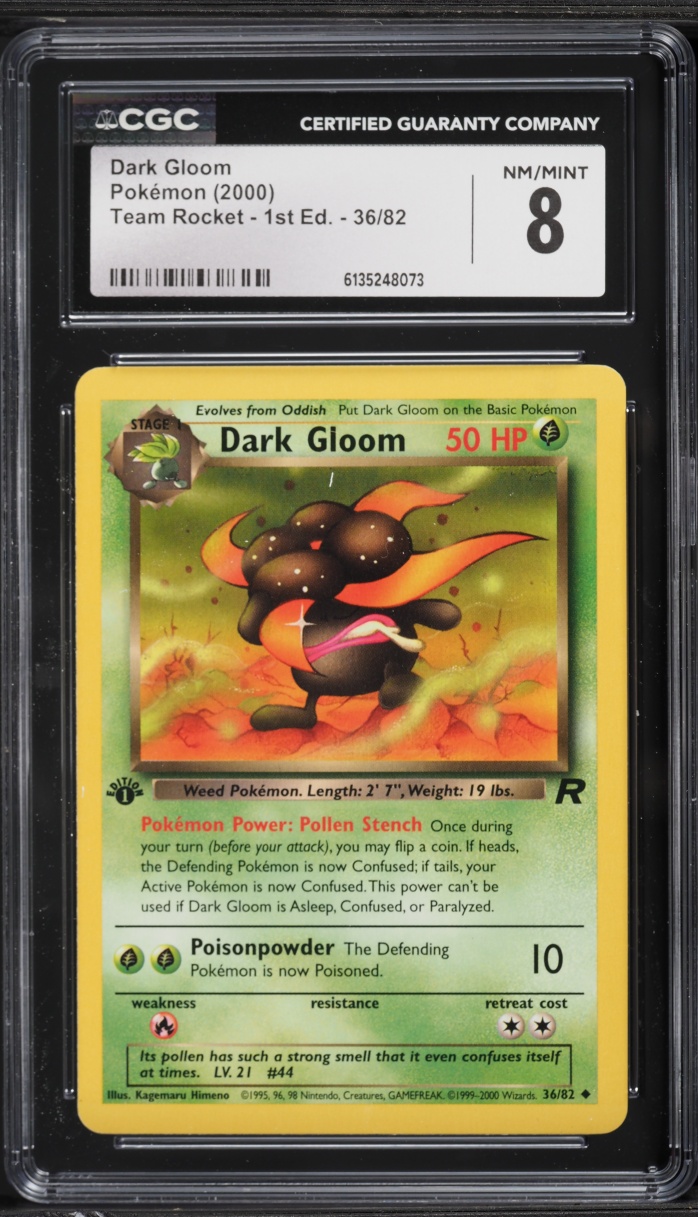 2000 Pokemon Team Rocket 1st Edition Dark Gloom #36 CGC 8 NM-MT