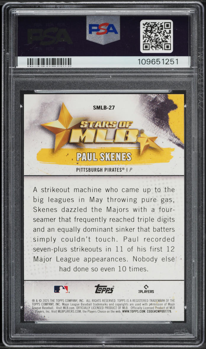 2025 Topps Stars Of MLB Paul Skenes #SMLB-27 PSA 8 NM-MT