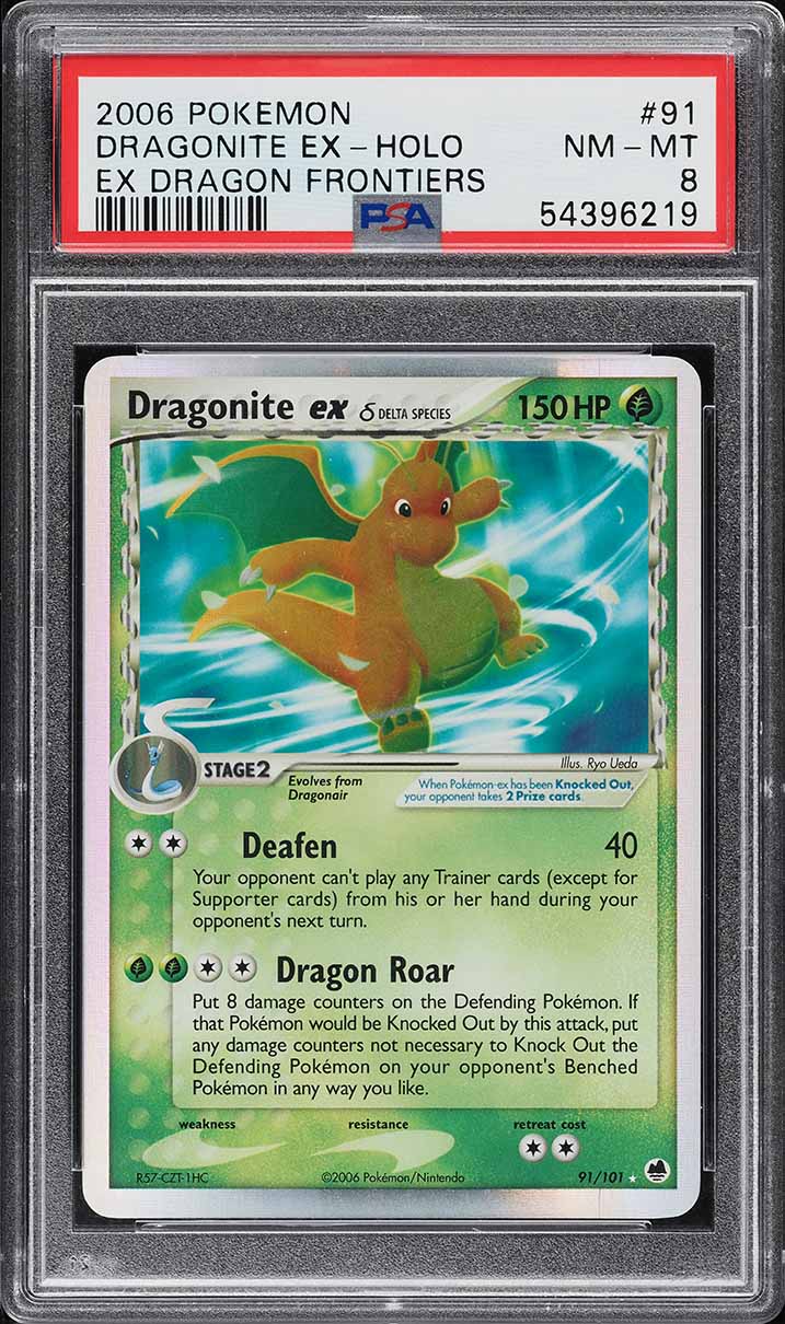 2006 Pokemon EX Dragon Frontiers Holo Dragonite ex #91 PSA 8 NM-MT
