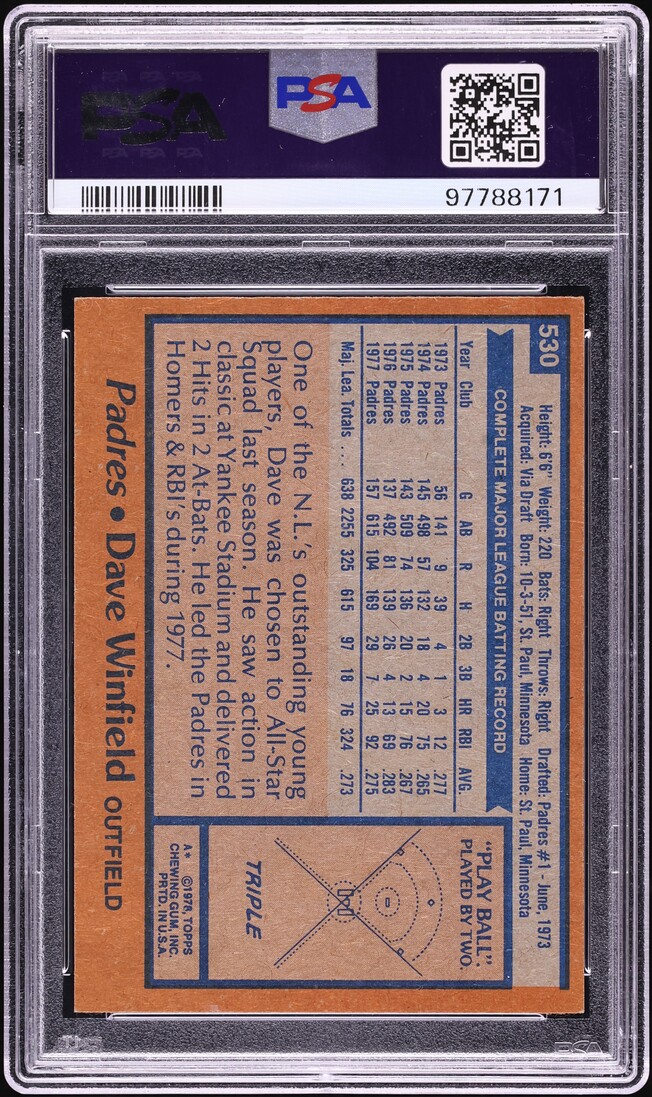1978 Topps Dave Winfield #530 PSA 7 NRMT