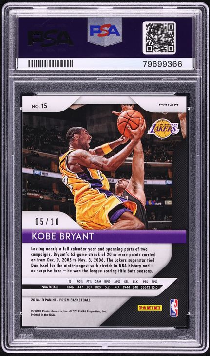2018 Panini Prizm Gold Kobe Bryant /10 #15 PSA 9 MINT