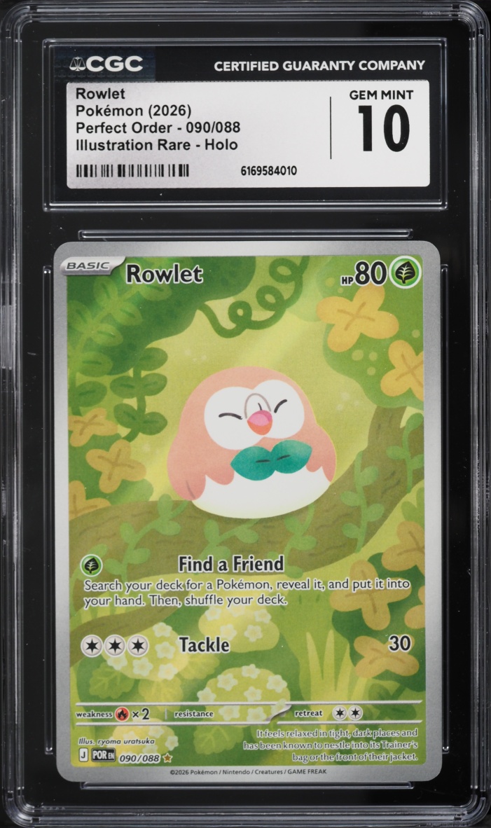 2026 Pokemon Mega Evolution Perfect Order IR Rowlet #90 CGC 10 GEM MINT