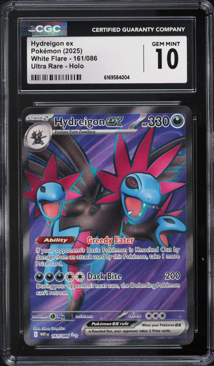 2025 Pokemon Scarlet & Violet White Flare Full Art Hydreigon Ex #161 CGC 10 GEM MINT