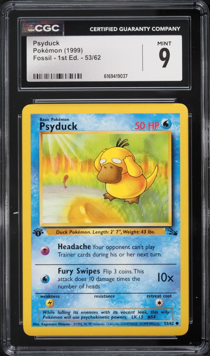 1999 Pokemon Fossil 1st Edition Psyduck #53 CGC 9 MINT