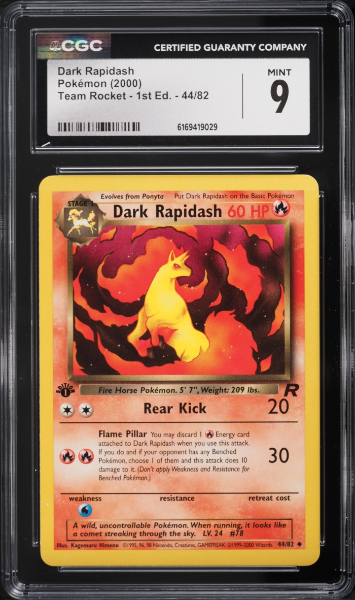 2000 Pokemon Team Rocket 1st Edition Dark Rapidash #44 CGC 9 MINT