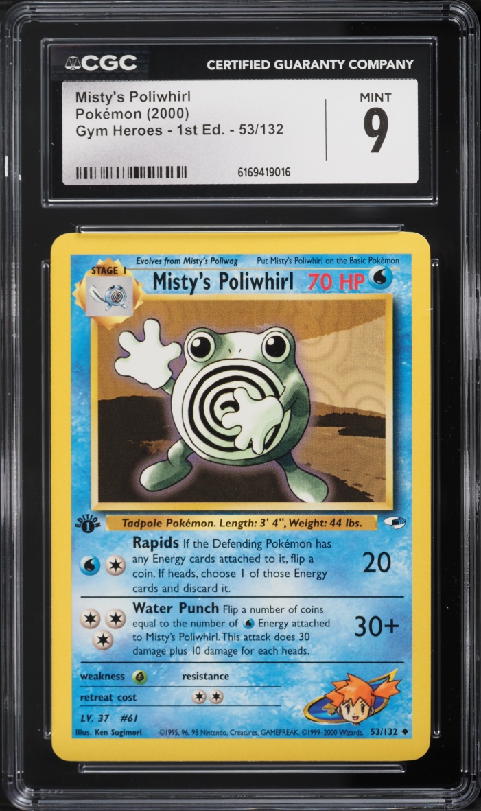 2000 Pokemon Gym Heroes 1st Edition Misty's Poliwhirl #53 CGC 9 MINT