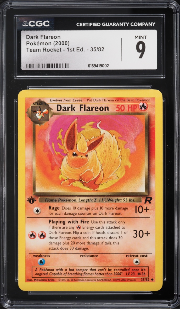 2000 Pokemon Team Rocket 1st Edition Dark Flareon #35 CGC 9 MINT