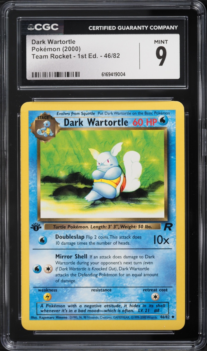 2000 Pokemon Team Rocket 1st Edition Dark Wartortle #46 CGC 9 MINT