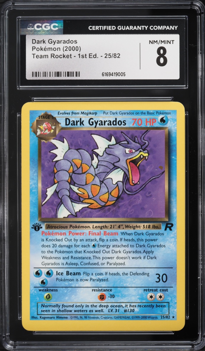 2000 Pokemon Team Rocket 1st Edition Dark Gyarados #25 CGC 8 NM-MT