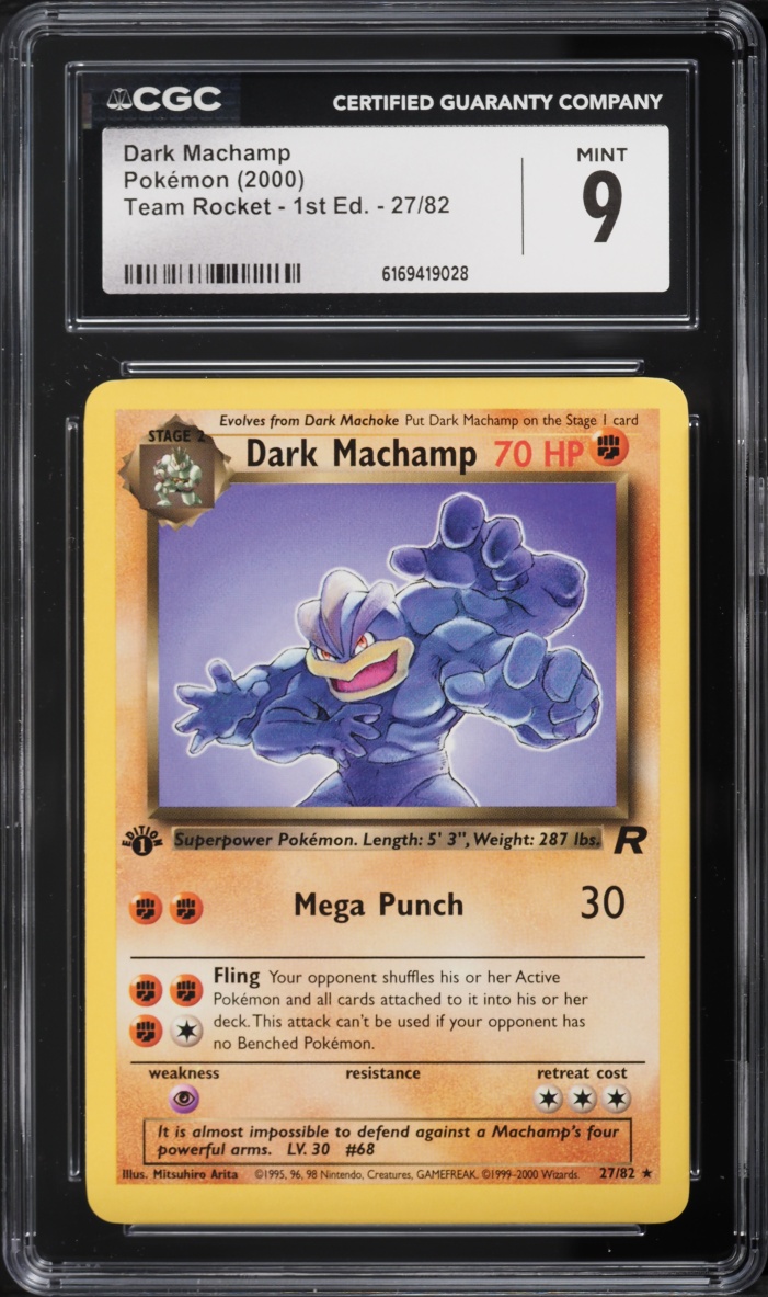 2000 Pokemon Team Rocket 1st Edition Dark Machamp #27 CGC 9 MINT
