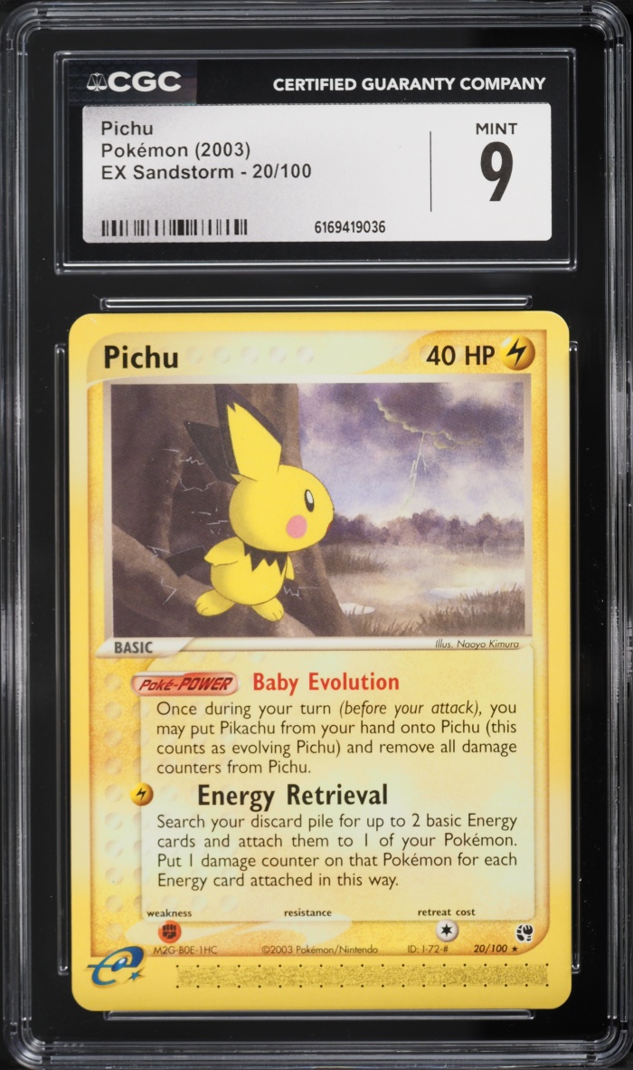 2003 Pokemon Ex Sandstorm Pichu #20 CGC 9 MINT