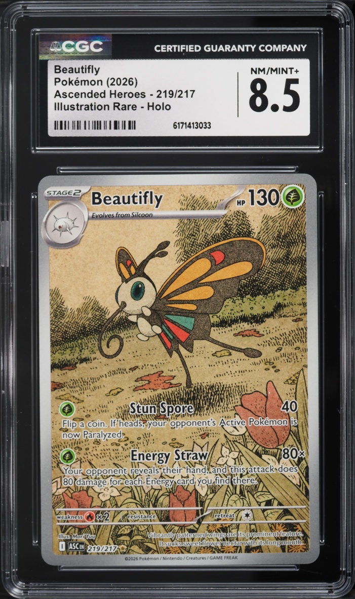 2026 Pokemon Mega Evolution Ascended Heroes IR Beautifly #219 CGC 8.5 NM-MT+