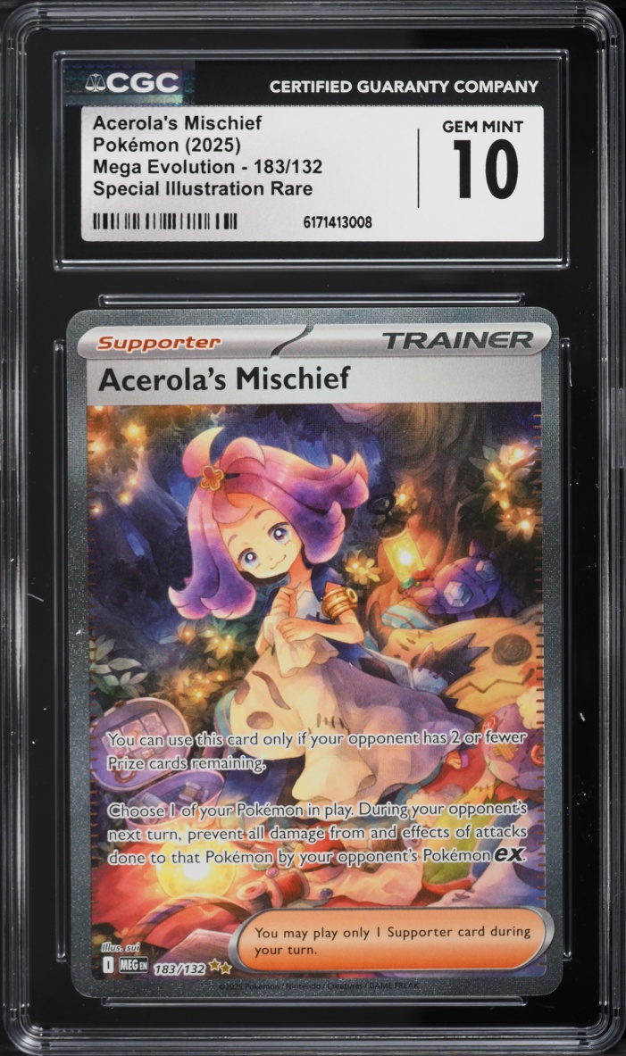2025 Pokemon Mega Evolution SIR Acerola's Mischief #183 CGC 10 GEM MINT