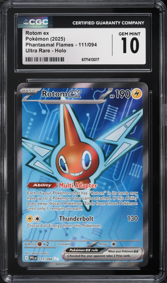 2025 Pokemon Mega Evolution Phantasmal Flames Full Art Rotom Ex #111 CGC 10 GEM MINT